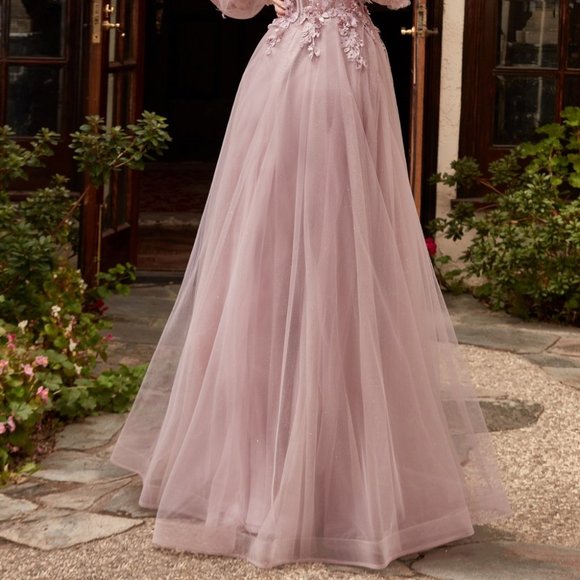 MAUVE COLOR PROM PARTY EVENING LONG MAXI STRAPLESS OFF THE SHOULDER GOWN CD962 - Picture 5 of 7